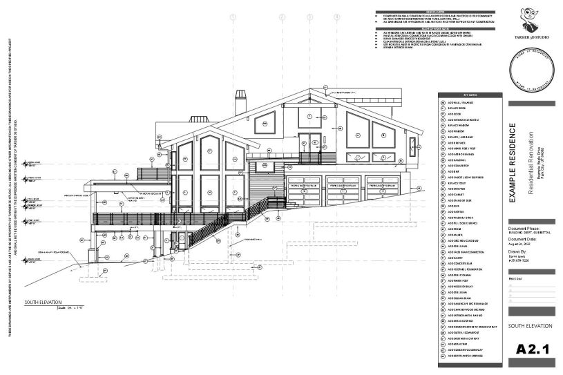 Construction documents exterior elevations on a ski home in Deer Valley, Utah