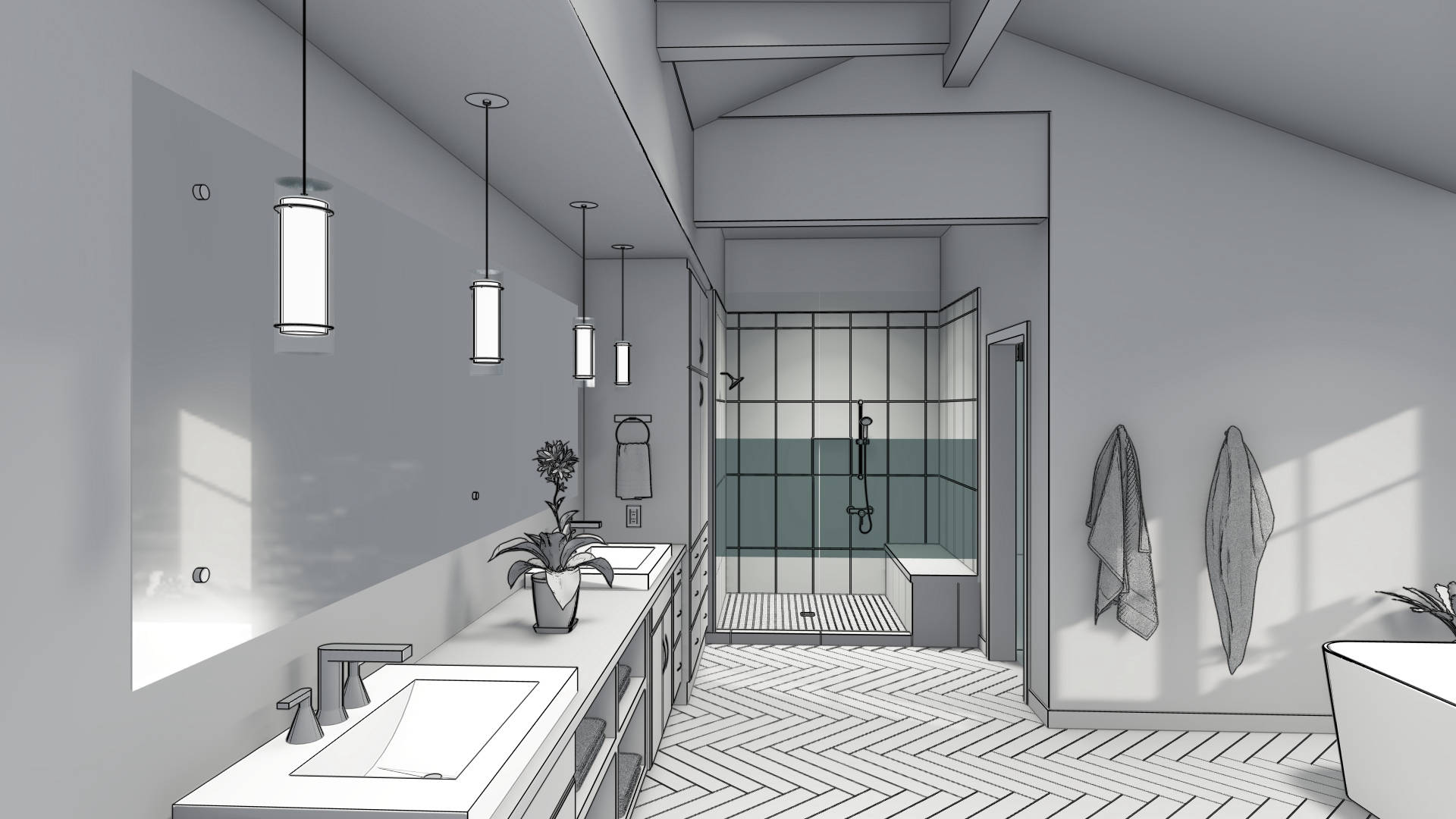 Park City Master Bathroom Design by Tarsier 3D Studio