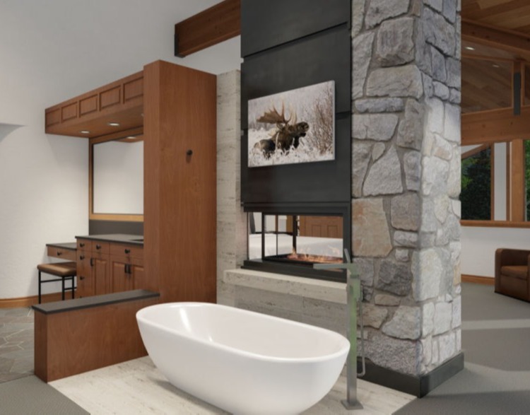 Deer Valley Ski Home Master Suite Bathroom Renovation Design & Rendering by Tarsier 3D Studio
